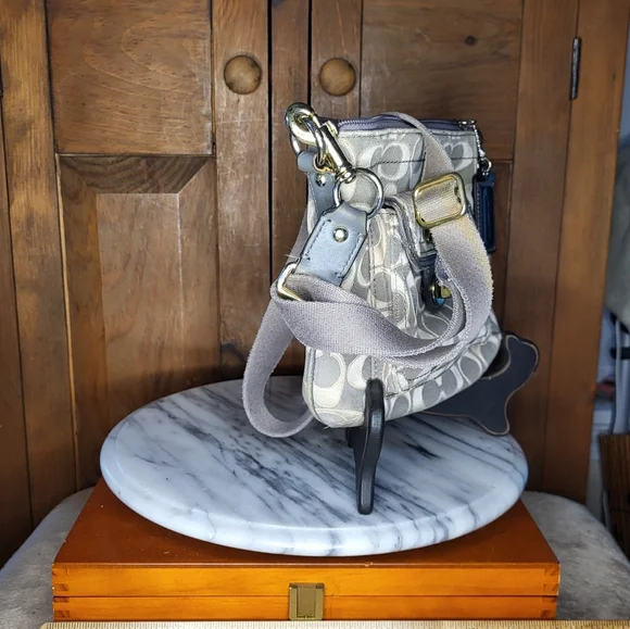 Coach Beige and Gray Signature Crossbody Bag - Picture 6 of 13